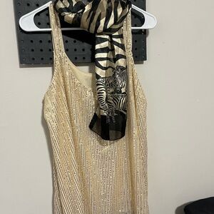 Sleeveless Gold Sequin Tank Top